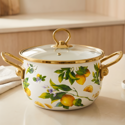 Lemon Pattern Cooking Pot Set - 5 Pcs